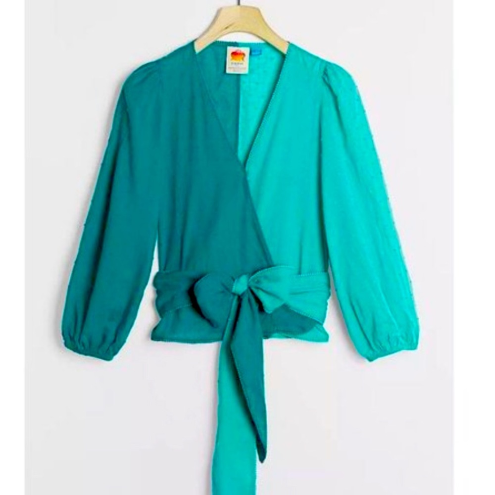 Anthropologie Farm Rio Colorblocked Wrap Top